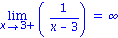 Limit(1/(x-3), x = 3, right) = infinity