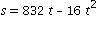s = 832*t-16*t^2