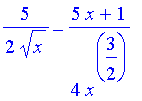 5/2/x^(1/2)-1/4*(5*x+1)/x^(3/2)