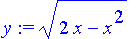 y := (2*x-x^2)^(1/2)