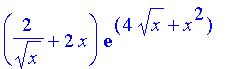 (2/x^(1/2)+2*x)*exp(4*x^(1/2)+x^2)