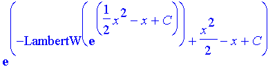 exp(-LambertW(exp(1/2*x^2-x+C))+1/2*x^2-x+C)