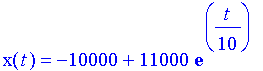 x(t) = -10000+11000*exp(1/10*t)