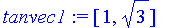 tanvec1 := [1, 3^(1/2)]