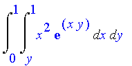Int(Int(x^2*exp(x*y),x = y .. 1),y = 0 .. 1)