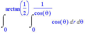 Int(Int(cos(theta),r = 0 .. 1/cos(theta)),theta = 0 .. arctan(1/2))