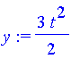 y := 3/2*t^2