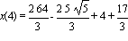 x(4) = 2*64/3-2*5*sqrt(5)/3+4+17/3