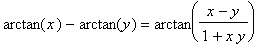 arctan(x) - arctan(y) = arctan((x-y)/(1+xy))